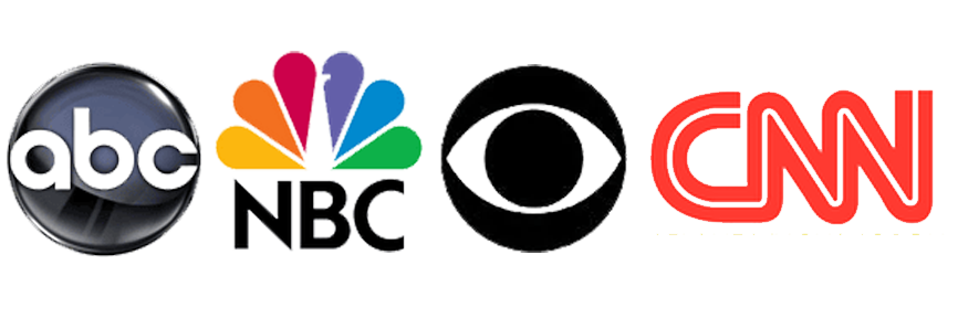 Como visto em ABC, NBC, CBS e CNN